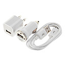 3Pcs/set USB Data Cable  HomeCar Charger Kit for Samsung Cell Phones and Other Brands