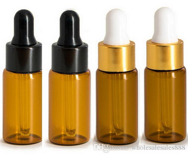Wholesale 200PCS/LOT 5ML Amber Dropper Mini Glass Bottle Essential Oil Display Vial , Small Perfume Brown Sample container