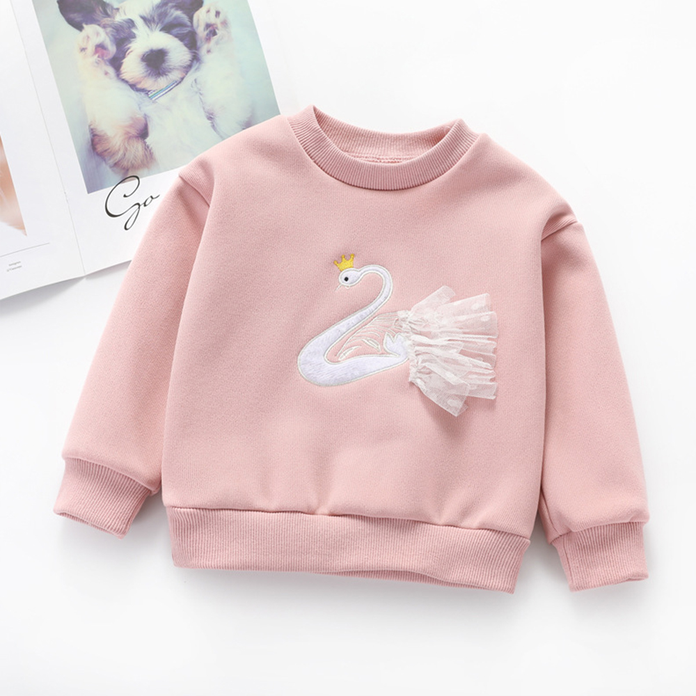 Baby / Toddler Girl Stylish Goose Decor Solid Thick Sweater