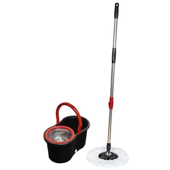 SOKOLTEC Suspension Mop Whee Bucket Hand Free Wringing Stainless Steel Mop Self Wet Spin Cleaning System Dry Cleaning Microfiber