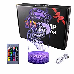 Ghost Skull 3D Illusion Night Light Lamp16 Colors Gradual Changing Touch Switch USB Table Lamp for Halloween Gifts or Home Decor. Lightinthebox