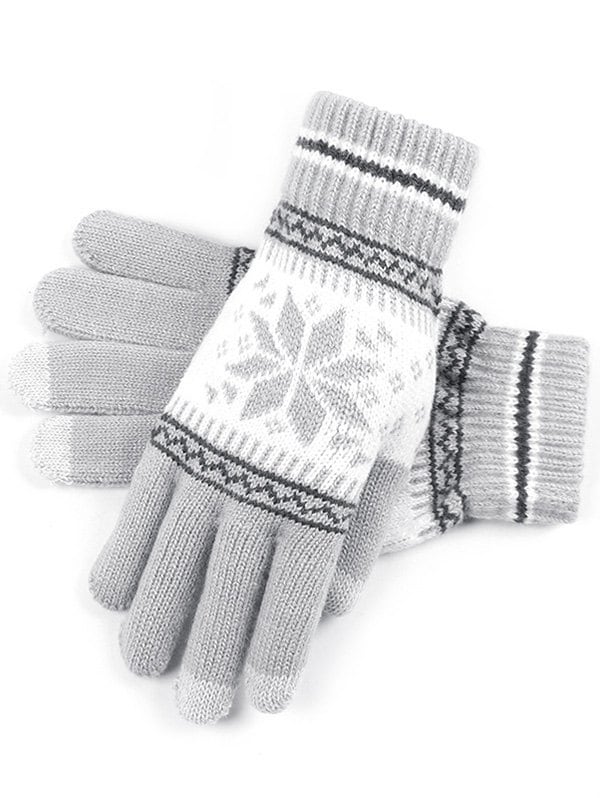Snowflake Jacquard Knit Gloves
