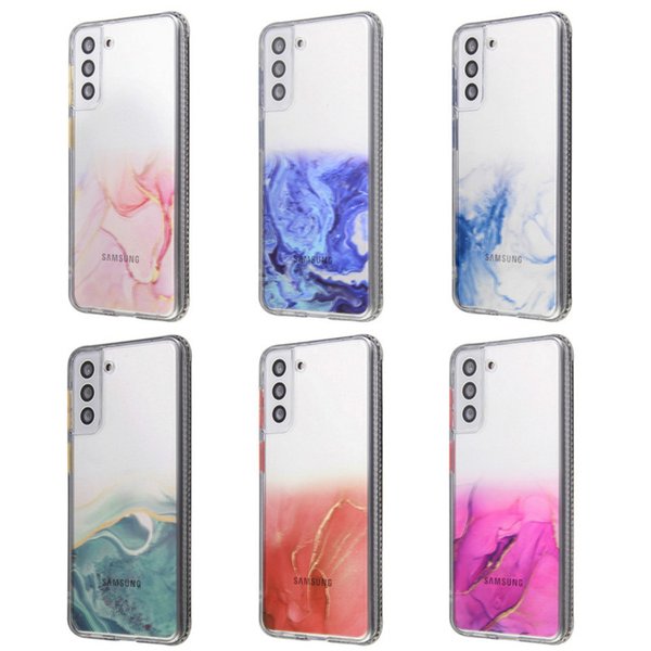 Marble Style Gradients Glitter Shockproof Cases For Samsung Galaxy S21 Plus S20FE S20 Note 20 Ultra A32 A52 A72 A21S A31 A51 Clear Acrylic Back Case Cover