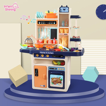 Infant Shining Kids Kitchen Toys 65pcs Pretend Play Simulation Kitchen Children's Cooking Toys 2-4 Years Kitchen Toys Set