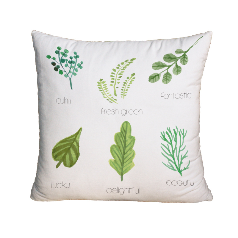 Freehand Sketch Leaves Suede Printed Pillowcase