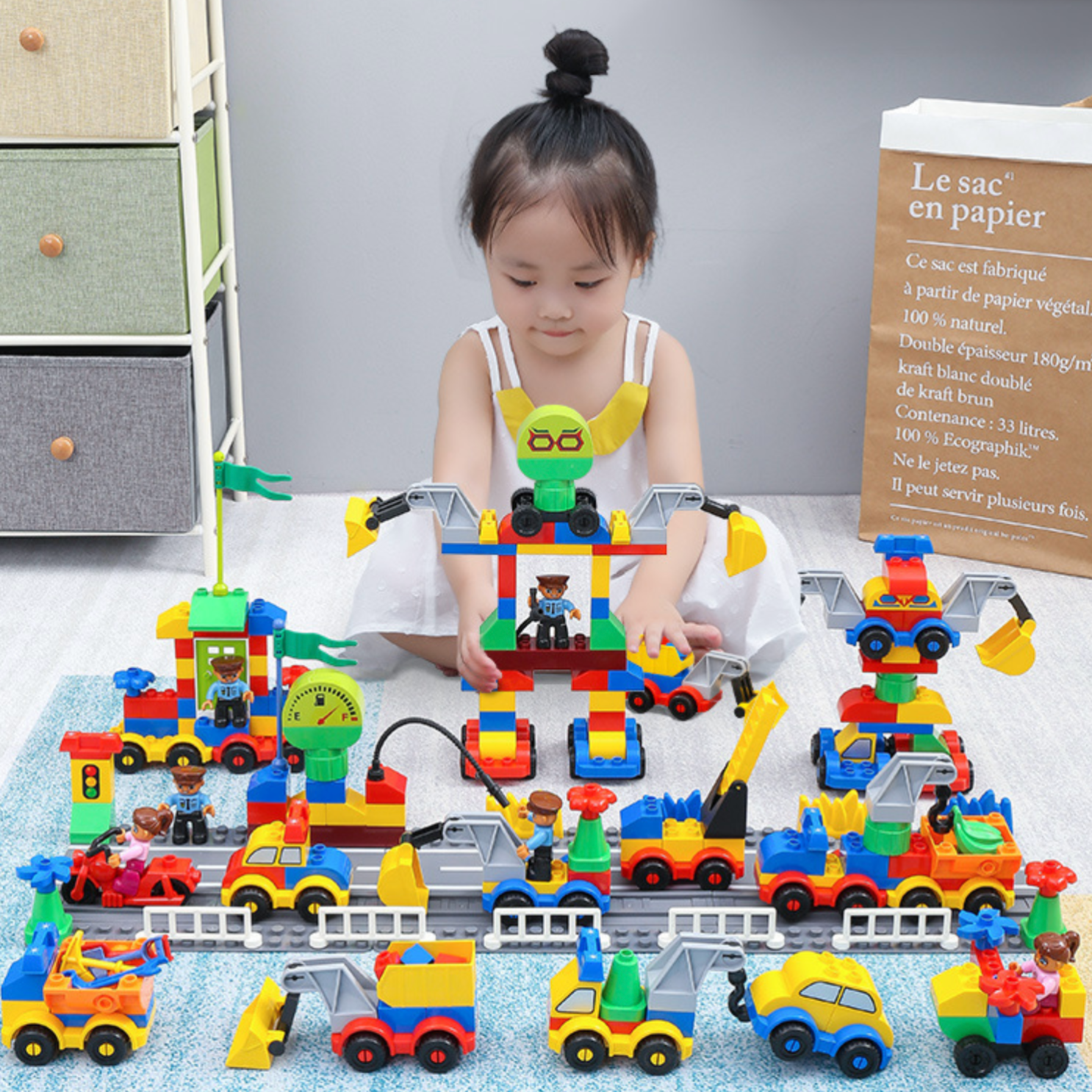 116 Pieces Mini Transportation Car Educational Assembled Models Building Blocks Compatible Small Bricks Toys for Children