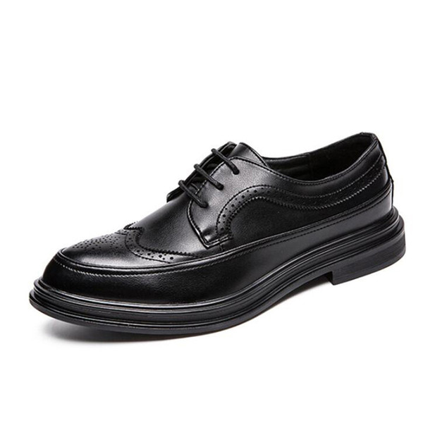Men Retro Shoes Men's Youth Business Dress Brock Carved Men's Shoes England Black Breathable Casual Shoes