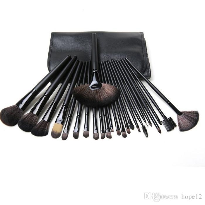 Free Shipping New Makeup Brushes M band 24 Pieces Brush Sets With Leather Pouch in stock