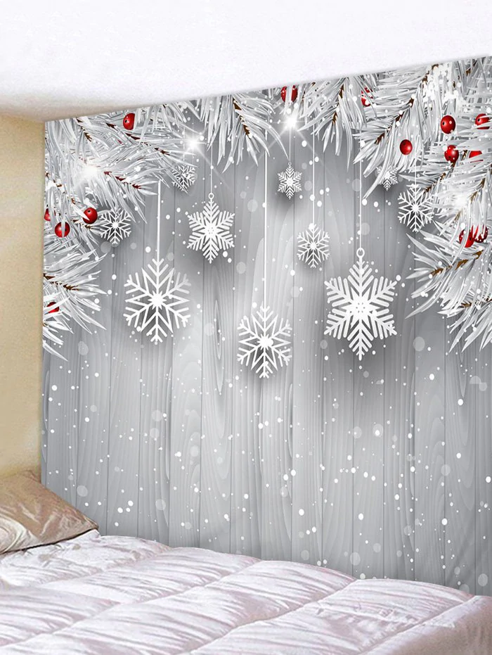 Christmas Tree Branch Snowflake Print Wall Tapestry