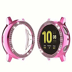 case compatible with galaxy watch active 2 shining case screen protector diamond pc scratch resistant slim cover for galaxy watch active 2 40mm 44mm (pink, active 2-40mm)