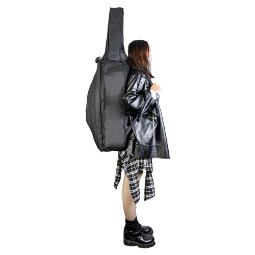 4/4 Cello Bag Rucksack Gig Bag Soft Carry Bag mit Schultergurt Seitengriff Cello Zubehör Bow Pockets Black