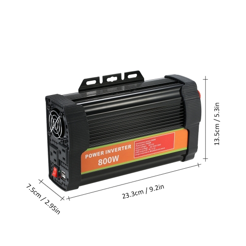 DC12V to AC110-130V Power Inverter Modified Sine Wave Household Car Converter with 4.2A Dual USB and 2 AC Outlets