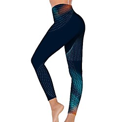 21Grams Women's High Waist Yoga Pants Cropped Leggings Tummy Control Butt Lift Breathable Dark Navy Fitness Gym Workout Running Winter Sports Activewear High Elasticity