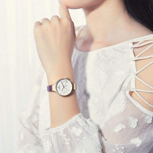 NAVIFORCE NF5001 Moda Mujer Marca de Cuarzo Reloj Señora de Cuero Correa de Alta Calidad Casual Impermeable Reloj de pulsera de Regalo para la Esposa Novia Familia con caja de regalo