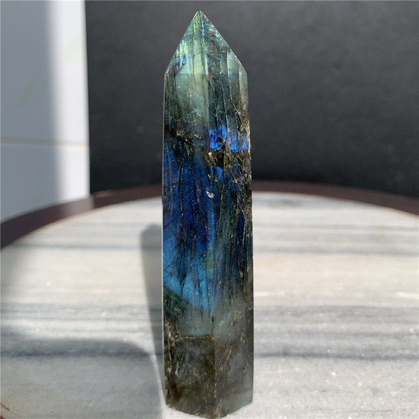 natural labradorite stone wand blue moon Stone crystal point crystal wand rock healing crystal gift polished crafts for sale