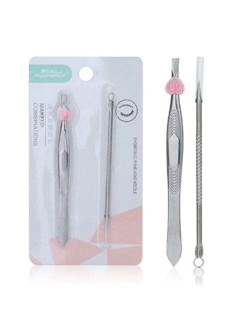 Stainless Steel Eyebrow Clip and 2 In 1 Acne Needle