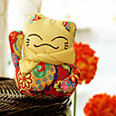 Chinese Style Home Decorative Fortune Colorful Suede Cat Puppet(21cm)