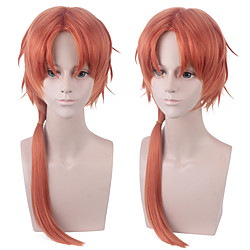 Cosplay Costume Wig Synthetic Wig kinky Straight With Bangs Wig Medium Length Orange Synthetic Hair Men's Anime Cosplay Orange