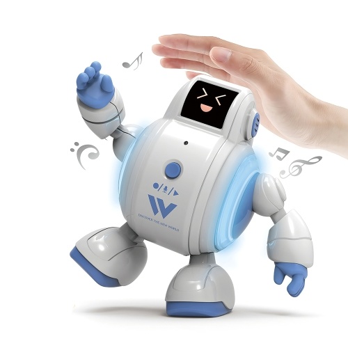 R07 Robots para niños Robot interactivo Juguetes Touch Sensing Singing Robot con emoción LED Luz Expresión facial