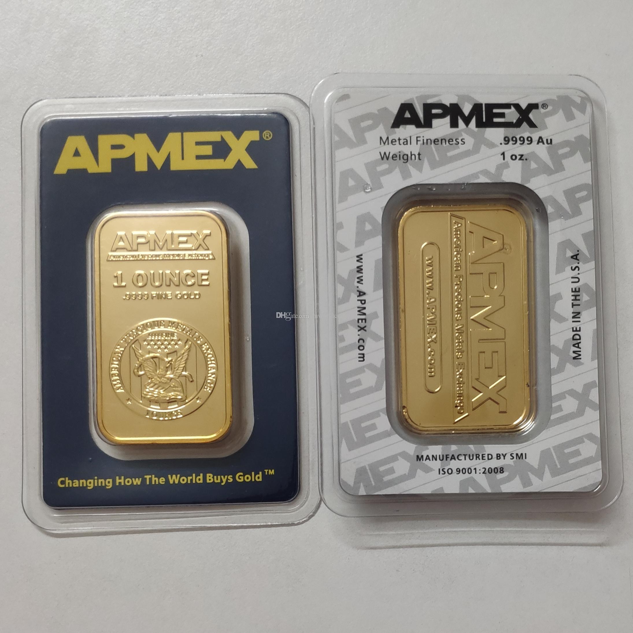 Apmex 1 troy gold plated bar Non-magnetic high quality Apmex Bullion bar Arts Collection Gifts