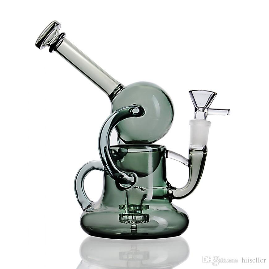 7.5 inchs Recycler Bong Thick Glass Water Pipes Thick Glass Beaker Base Bongs Heady Dab Rigs With 14mm Bowl Hookahs Shisha