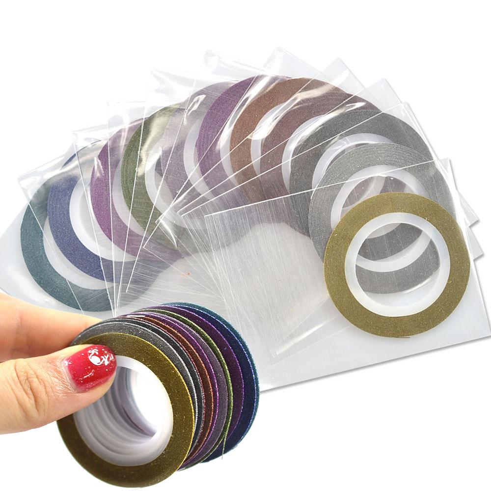 12Colors/lot 1mm Glitter Nail Striping Tape Line For Nails Decor DIY Nail Art Self-Adhesive Decal Beauty Accessories