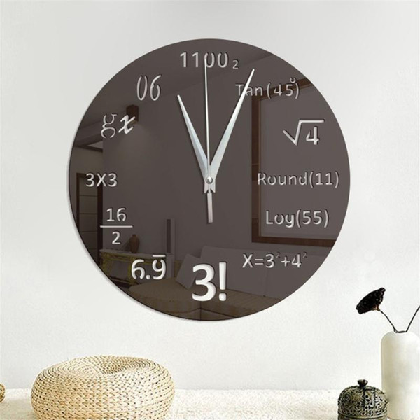 Math Equations Acrylic Wall Clock Mirror Sticker Livingroom Classroom Decoration Watch Home Design horloge murale reloj de pared