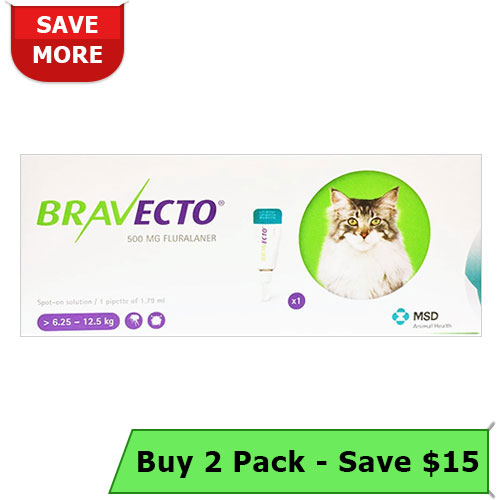Bravecto Spot On For Large Cats 13.8 Lbs - 27.5 Lbs (Green) 500 Mg 1 Pack