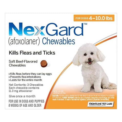 Nexgard Chewables For Small Dogs 4-10lbs (Orange) 11mg 3 Chews