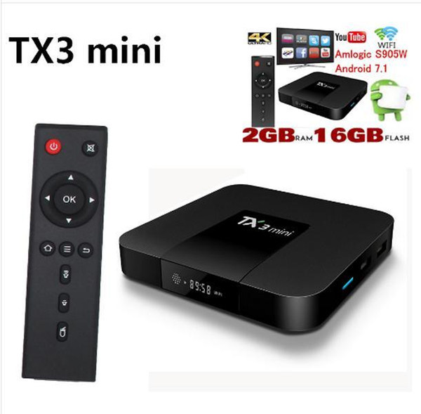 tanix tx3 mini tv box 1g+8g/2+16g android 7.1 tv box amlogic s905w quad-core 4k 2.4g wifi 100m lan