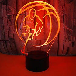 Basketball Player 3D LED Battery USB Kids Night Light with 7 Colors Remote Christmas New Year's Gift Basketball Souvenir for Boy Girl Basketball Fan Lightinthebox