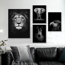 Fashion Modern Animal Poster for Living Room Home Decor Black White Canvas Painting Wall Art Nature Africa Wild Animals Picture