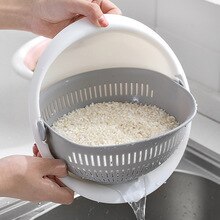 New Double Drain Rice Washing Colander Basket Bowl Washing Kitchen Strainer Noodles Vegetables Fruit Washing Basket For Rice
