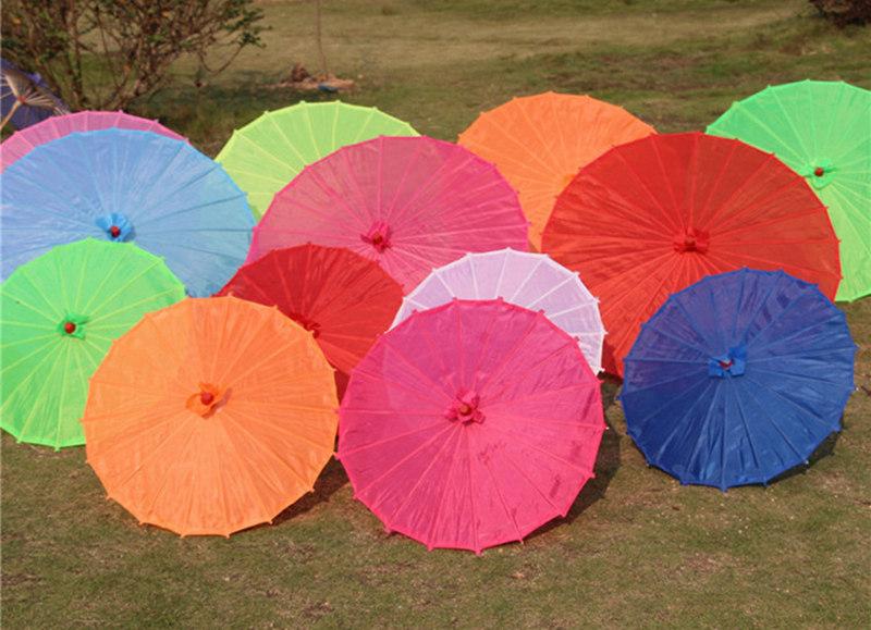 Chinese Colored Fabric Umbrella White Pink Parasols China Traditional Dance Color Parasol Japanese Silk Props 30pcs