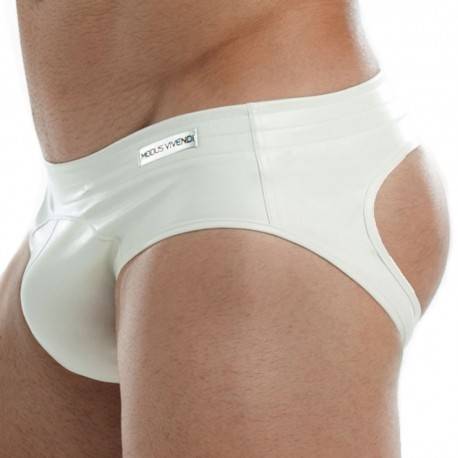 Modus Vivendi Leather Bottomless Brief - White XL