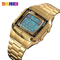 SKMEI 1381 Luxuly Mens Wristwatch Gold Golden Digital Watches Stainless Steel Top Brand Relogio Masculino Saatler Male Clock Lightinthebox