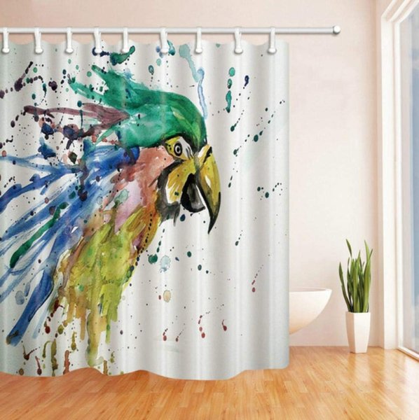 Lovely Cartoon Funny Colorful Bird Shower Curtain Waterproof Bathroom Curtain Childs Fabric Home Decor with Curtains, Bathrooms,