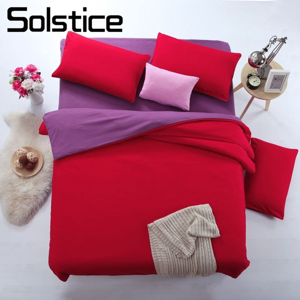 solstice home textile solid red purple bedding sets kid lady girls linen duvet cover pillowcase bed flat sheet double twin
