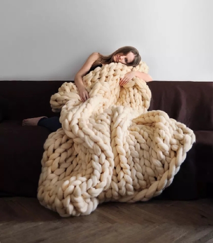 Chunky Knitted Handmade Thick Blanket