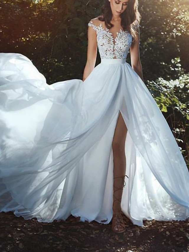 A-Line Vintage Bohemian Wedding Dress With Sleeves