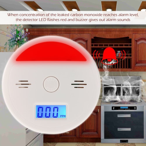 LCD CO Carbon Monoxide Alarm Sensor Poisoning Smoke Gas Tester Sound & Flash Warning Detector