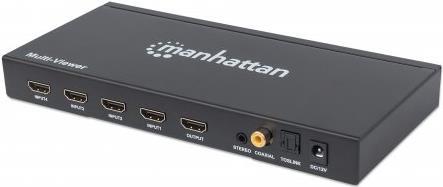Manhattan 1080p 4-Port HDMI Multiviewer Switch - Video/Audio-Schalter - 4 x HDMI - Desktop (207881)