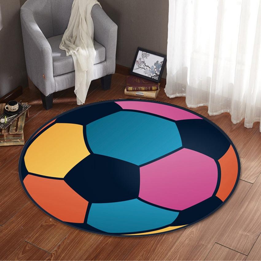 Basketball Circular Printing Carpet Sitting Room Tea Table Chair Cushion Non-Slip Carpet Floor Mat 12style LJJS111