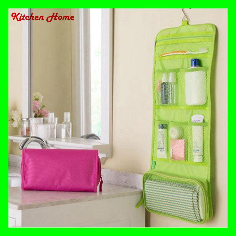 Portable Hanging Cosmetic Bag Organizer FoldableTravelling Bag Case Clothing Towel Hanging Storage Bags Toiletry Bags Wash Pouch