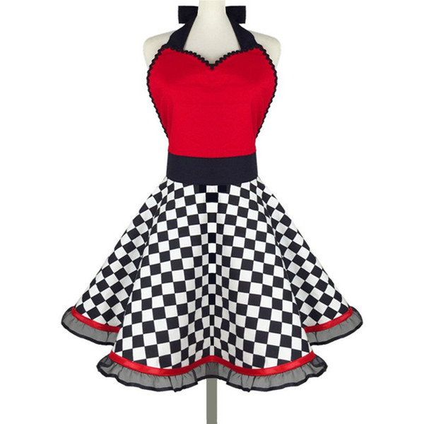 Women Aprons Cute Retro Cotton Cooking Aprons Dot Pattern Vintage Style Aprons Dress Gift 122246
