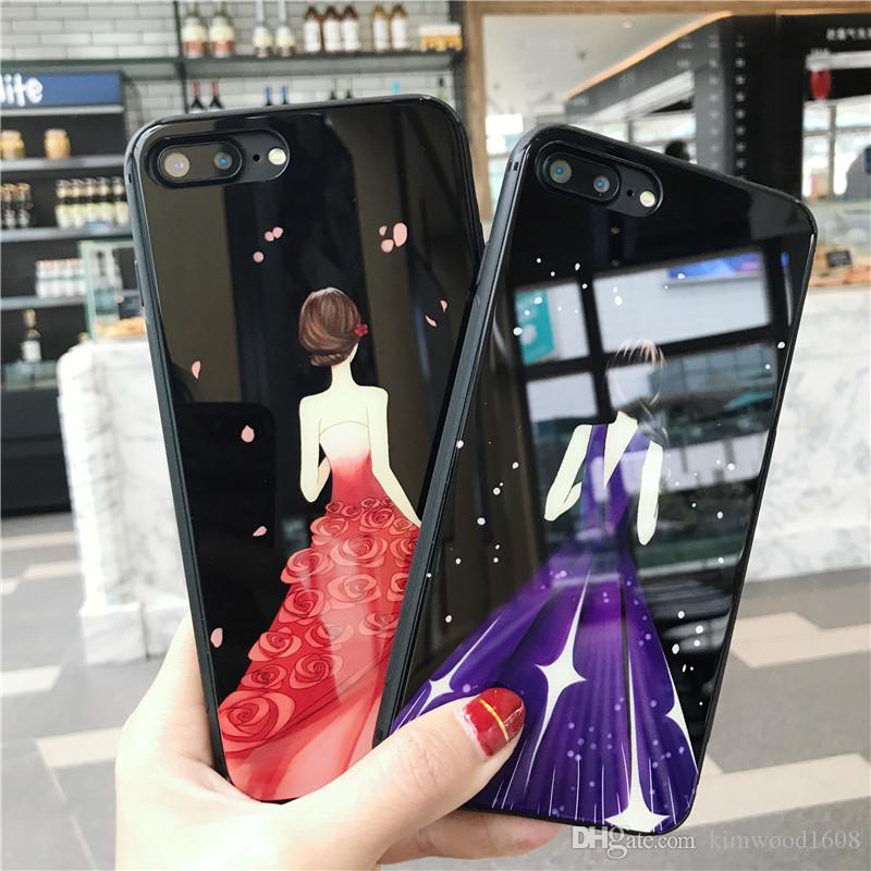 2018 New Luxury Soft Silicone Edge With Tempered Glass Hard Back Case For iPhone 6 6S 7 8 Plus X Cases Back Cover