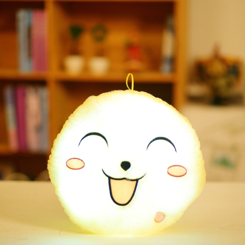 Luminous Soft LED Colorful Sweet Round Smiling Face Stuffed Plush Toy Night light Pillow Cushion Decorative Emoji Pillows White Style 1