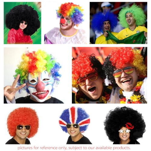 Afro Wig Pink Fancy Dress Curly Men Ladies Clown Hair Disco Football Supporter