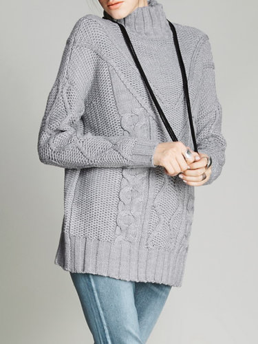 Long Sleeve H-line Acrylic Plain Basic Sweater