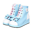 Azul Y Rosa Bowknot Sweet Lolita de la PU de 4 cm de cuero zapatos de tacón alto